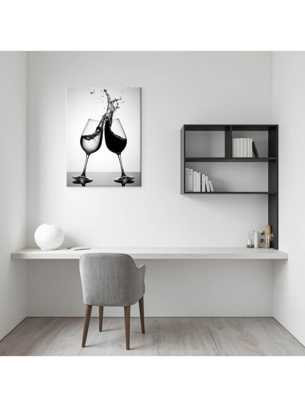 Modern Black & White Wine Splash Canvas Art Print - Abstract Home Decor 18x24 - Picture 3 of 6